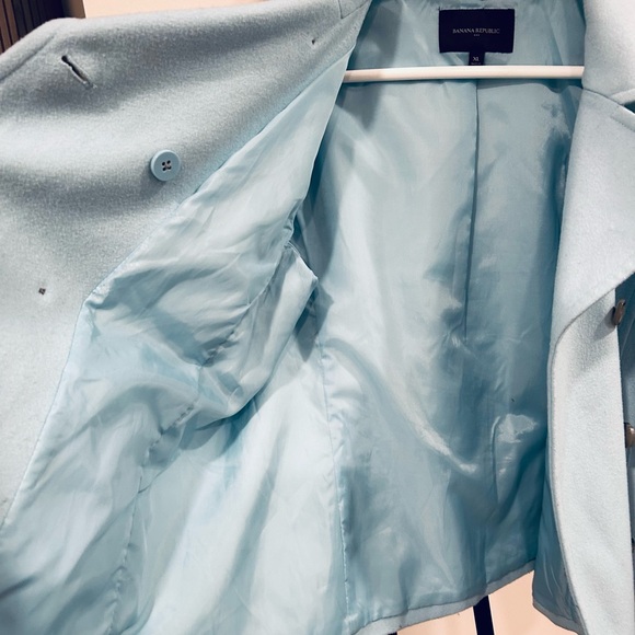 Banana Republic baby blue wool moto-style coat w/ zipper detail XL - Picture 4 of 12